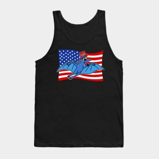 4th July Pterodactyl American Flag Dinosaur Tank Top